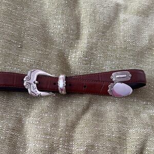Brighton Brown Genuine Leather Belt with Silver Accents 40 inches